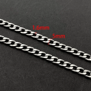 Polierte Edelstahl-Panzerkette mit 5 mm Breite und 1,6 mm Dicke für Herren und Damen