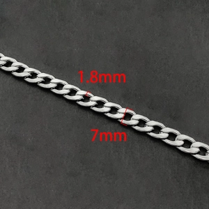 Catena cubana in acciaio inox argento da 7mm con spessore 1,8mm per gioielli fai da te