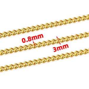 Chaîne gourmette en acier inoxydable doré de 3mm de large pour la fabrication de bijoux DIY