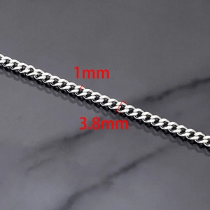 Catena barbazzale in acciaio inossidabile argento da 3,8 mm con misure dettagliate
