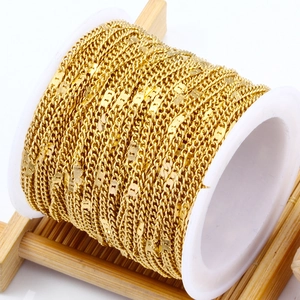 Gepolijste gouden roestvrijstalen platte ketting op rol voor DIY sieraden maken