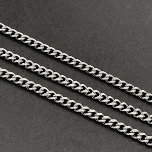 Catena groumette lucida in acciaio inossidabile argento con maglie classiche intrecciate