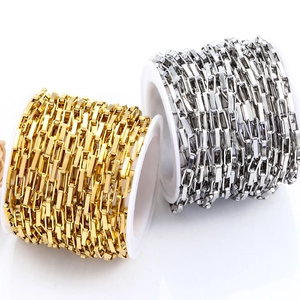 Stainless Steel DIY Jewelry Making Long Link Box Chain Vacuum Gold Silver Plated Hypoallergenic Necklaces Finding Material