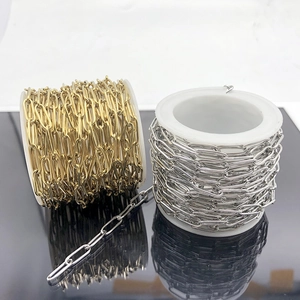 Bulk spools of gold and silver stainless steel paperclip chain for jewelry making