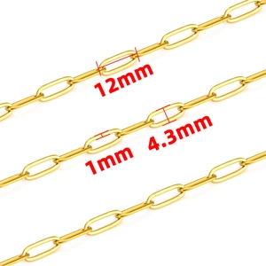 Chaîne trombone dorée en acier inoxydable 12mm x 4,3mm pour création de bijoux DIY
