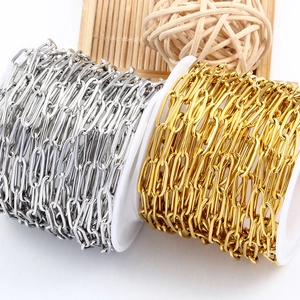 Chaîne Trombone en Acier Inoxydable Maillons Plats Ovales Géométriques pour Fabrication de Colliers Bracelets DIY Accessoires