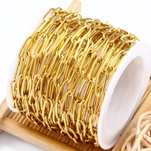Chaîne à maillons ovales dorée en acier inoxydable pour création de bijoux DIY