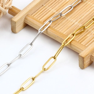 Chaîne trombone en acier inoxydable poli en finitions or et argent pour bijoux