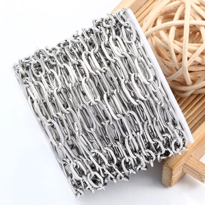 Roll of polished stainless steel flat oval link chain for DIY jewelry making