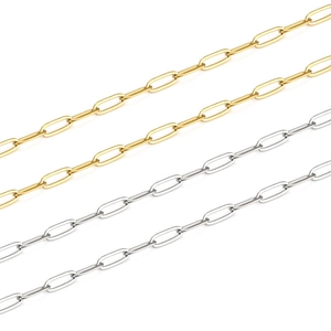 Polished gold and silver stainless steel paperclip chain for DIY jewelry making