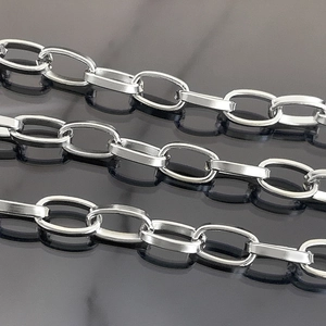 Catena a maglie ovali in acciaio inossidabile lucido argento per creazione gioielli
