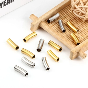 Perles en Tube Incurvé Creux en Acier Inoxydable pour Création Bijoux DIY Perles d'Espacement en Métal Géométrique Poli pour Bracelet