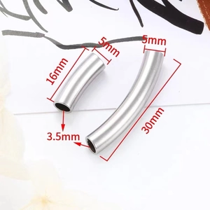 Perles courbées en acier inoxydable poli pour bijoux DIY en tailles 16mm et 30mm