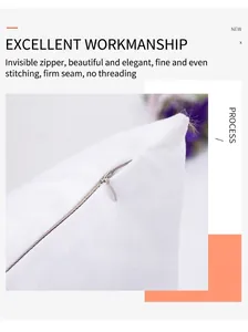 Detail of the high-quality invisible zipper on the white plush Easter pillowcase