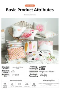 Detail view of 45x45cm laser gold stamped polyester pillow covers with various patterns