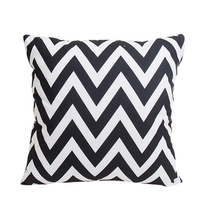 Federa per cuscino quadrata moderna con motivo geometrico a onde in poliestere bianco e nero