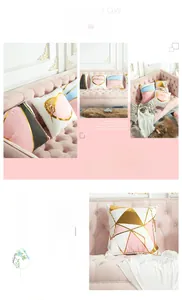 Detail of smooth invisible zipper and laser gold stamping on modern cushion cover