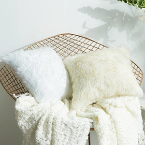 Faux Fur Plush Pillowcase With Shiny Metallic Thread Soft Square Cushion Cover For Sofa Living Room Home Decor Decorative