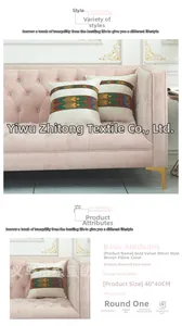 Detailed view of 40x40cm velvet ethnic pillowcase with fabric embroidery and care guide