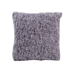 Funda de cojín de pelo largo sintético gris púrpura para decoración del hogar