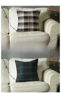 Close-up of fine velvet plaid pillowcase showing soft woven texture and Christmas patterns