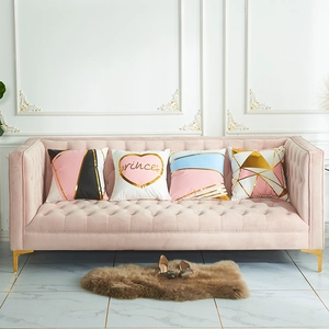 Modern Geometric Laser Bronzing Plush Pillow Cover Nordic Minimalist Gold Stamped Patchwork Cushion Case For Sofa Home Decor
