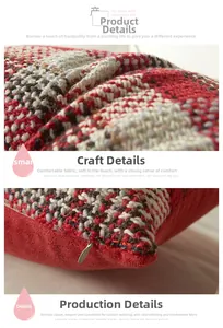 Detail of colorful woven pillowcase showing soft fabric texture and neat hidden zipper