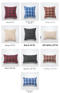 Detailed grid showing square and lumbar checkered pillow covers in multiple colors