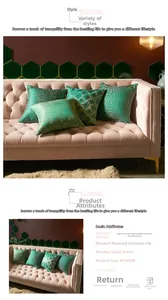 Detail of green faux silk cushion cover 45x45cm with elegant geometric floral pattern