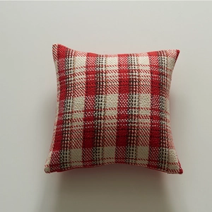 Pastoral red and white plaid woven cushion cover for living room sofa decoration