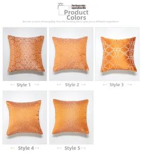 Detailed styles of orange velvet cushion covers with geometric and floral textures