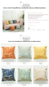 Detail of lamb velvet pillowcases with geometric gold foil patterns in multiple colors