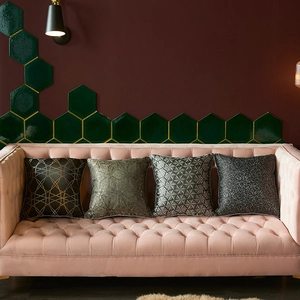 Luxury Metallic High Precision Jacquard Cushion Cover Modern Geometric Floral Relief Pillowcase Retro Decorative Pillow Cover For Sofa