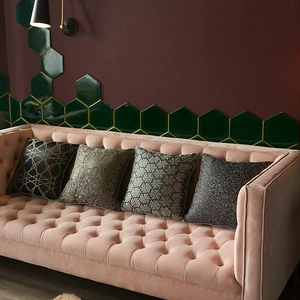 Modern minimalist decorative velvet cushion covers with geometric patterns on velvet sofa
