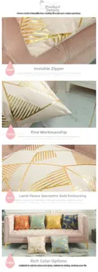 Detail of lamb wool pillowcase showing invisible zipper and gold geometric pattern