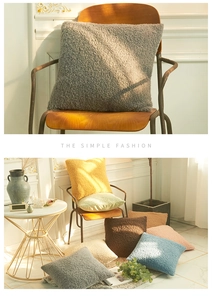 Detail of soft teddy velvet pillow covers in various colors for home decor