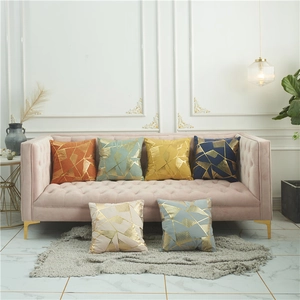 Geometric Gold Foil Print Sherpa Fleece Cushion Cover Modern Square Sofa Pillowcase Morandi Color Home Decor Throw Pillow Case