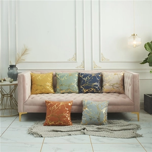 Luxury Lamb Velvet Geometric Gold Foil Cushion Cover Branch Pattern Decorative Pillowcase For Sofa Living Room Home Decor