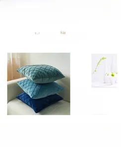 Detail of velvet pillow cover with diamond quilted pattern and diverse color options