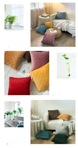 Close-up of diamond quilted velvet throw pillow covers with elegant stitching details