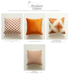 Detail showing textures of chenille and velvet cushion covers in four distinct patterns