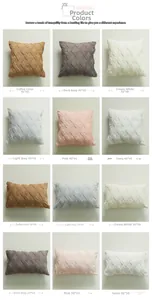Macro view of plush geometric textured sofa cushion covers in multiple sizes and colors