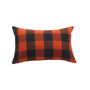 Orange and black buffalo check rectangular lumbar pillow cover for Halloween decor