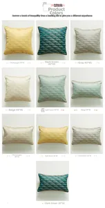 Detailed view of jacquard geometric cushion cover with gold piped edges and triangle pattern