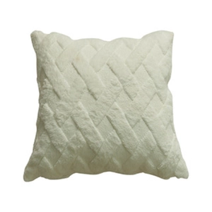 Minimalist geometric plush square pillow cover in beige with soft 3D textured weave