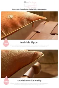 Close-up of European style jacquard pillowcase showing invisible zipper and piping detail