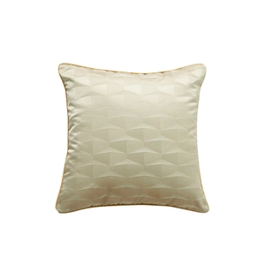 European geometric jacquard throw pillow with gold piping and 3D triangle texture