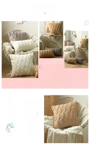 Dettaglio della fodera per cuscino nordico in peluche con texture geometriche
