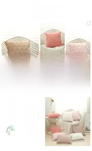 Macro detail of geometric diamond plush cushion cover with soft texture and hidden zipper