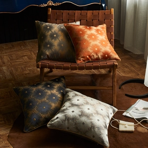 Luxury Jacquard Floral Cushion Cover With Metallic Gold Piping Decorative Satin Square Pillowcase For Home Sofa Couch